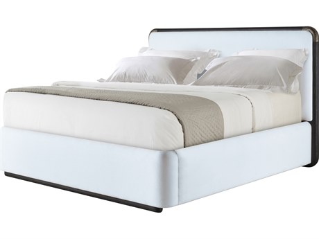 Theodore Alexander Luna White Solid Wood Upholstered California King Platform Bed