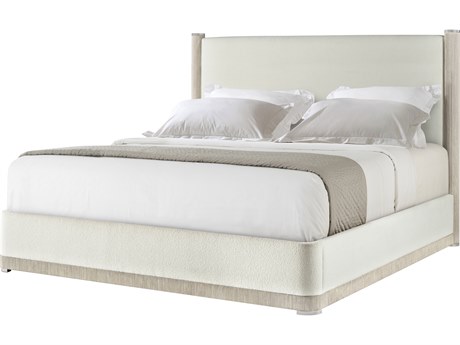 Theodore Alexander Horizon White Solid Wood Upholstered California King Platform Bed