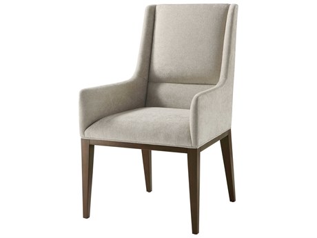 Theodore Alexander Lido Beech Wood Brown Upholstered Arm Dining Chair
