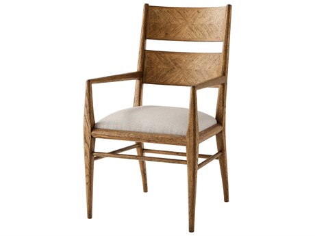 Theodore Alexander Nova Solid Wood Brown Upholstered Arm Dining Chair