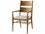 Theodore Alexander Nova Solid Wood Brown Fabric Upholstered Arm Dining Chair  TALTAS410231BUT