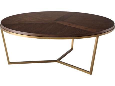 Theodore Alexander Round Wood Macadamia Fisher Cocktail Table