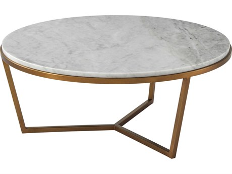 Theodore Alexander Round Marble New Mordern Brass Fisher Cocktail Table