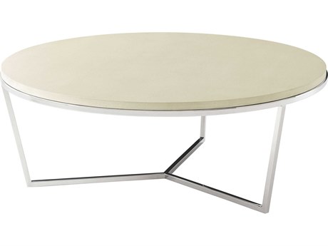 Theodore Alexander Round Marble Dove Fisher Cocktail Table