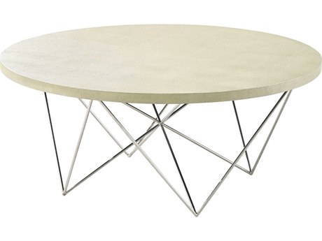 Theodore Alexander Ta Studio Round Faux Leather Brigham Cocktail Table