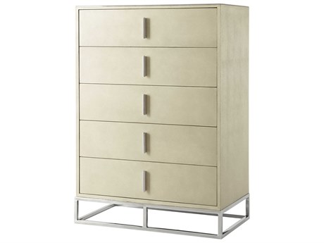 Theodore Alexander 5-Drawers Dove Beige Blain Tall Boy Chest of Drawers