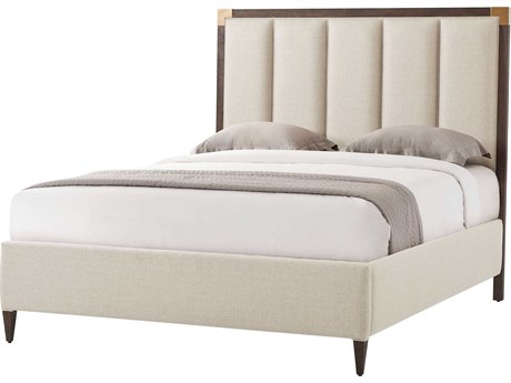 Theodore Alexander Ta Studio Embassy Beige Beech Wood Upholstered Queen Platform Bed