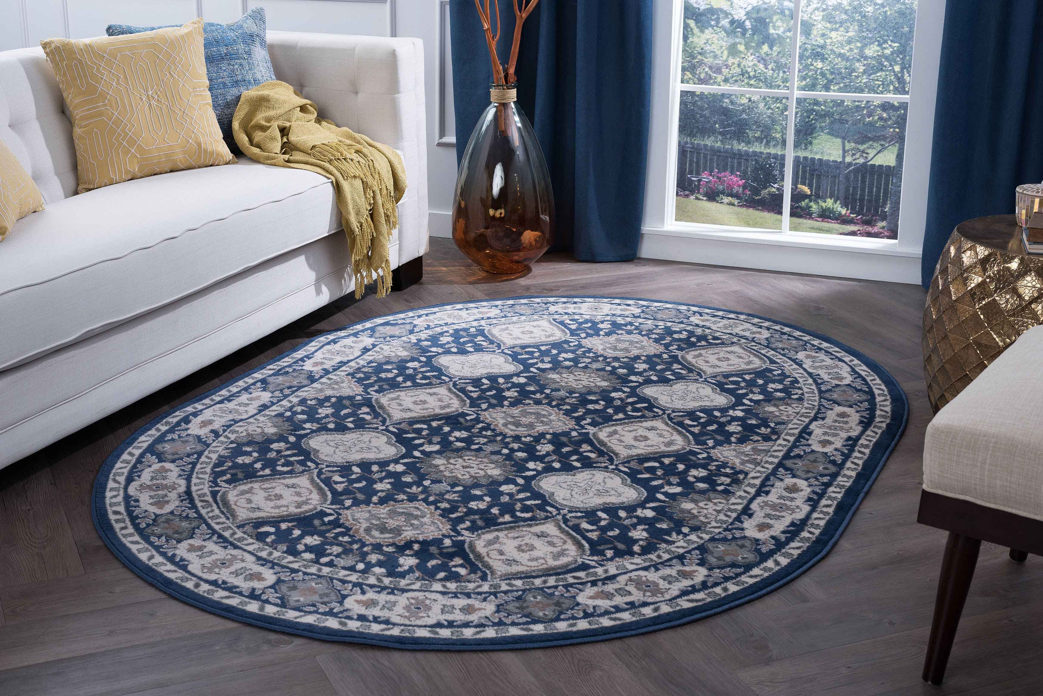 Tayse Rugs Madison Syracuse Navy 5'3'' x 7'3'' Oval Area Rug TAMDN3007OVA