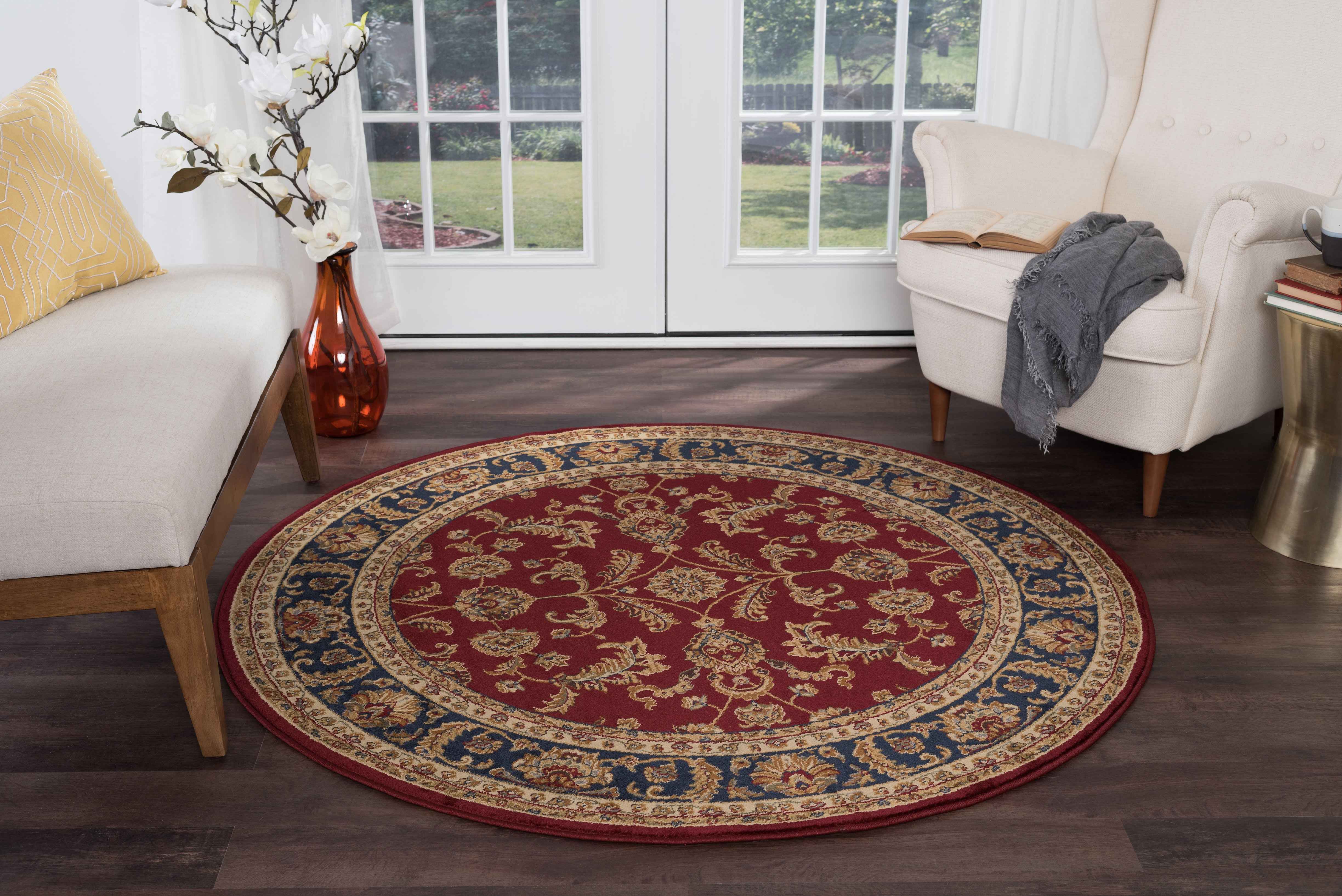 Tayse Rugs Sensation Sariya Red Round Area Rug | TASNS4790ROU