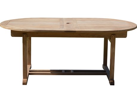 Three Birds Casual Chelsea Teak 45W x 74-98D Oval Extension Table
