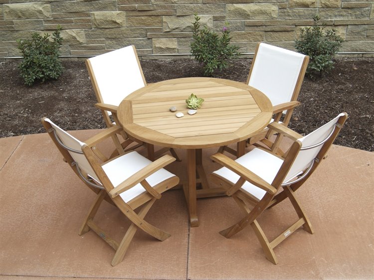 Three Birds Casual Riviera Sling Natural Teak Dining Set