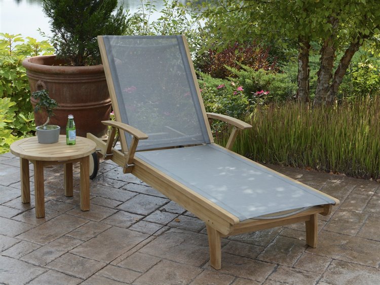 Three Birds Casual Riviera Sling Natural Teak Outdoor Lounge Set