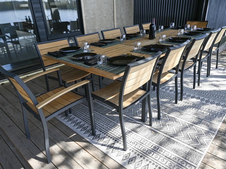 Three Birds Casual SoHo Aluminum Teak Dining Set