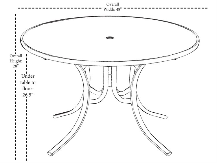 Telescope Casual Glass Top 48 Round Dining Table with Umbrella Hole