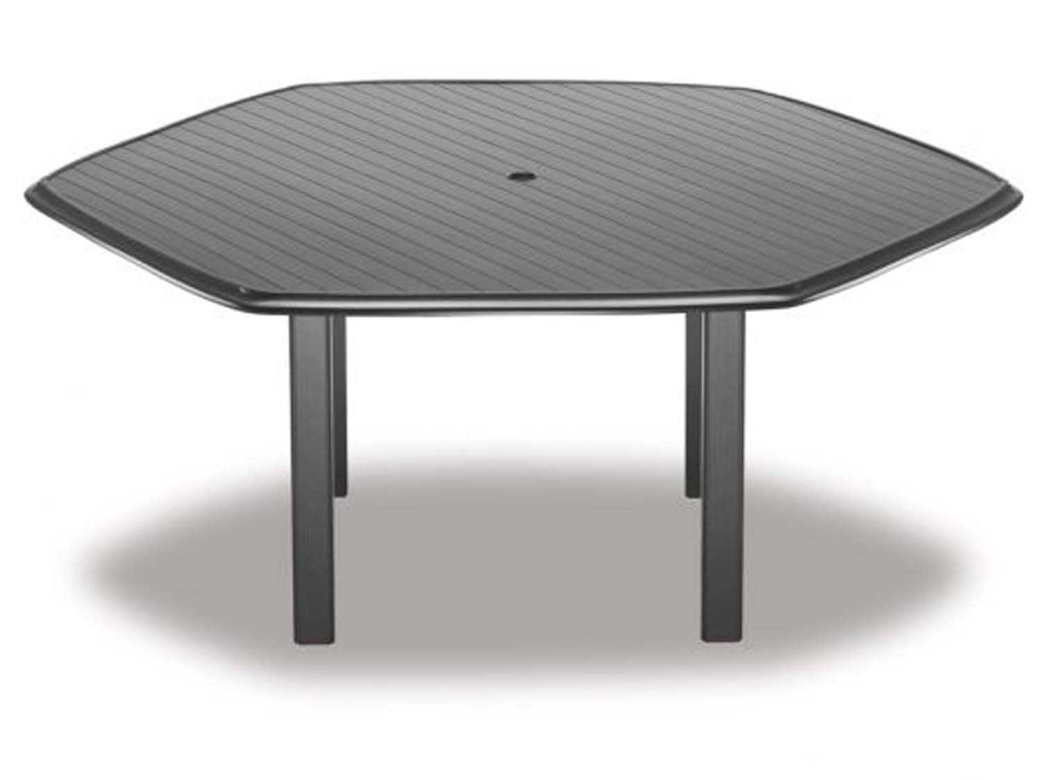 hexagon dining table set Modern dining table with hexagon extension top in walnut and steel