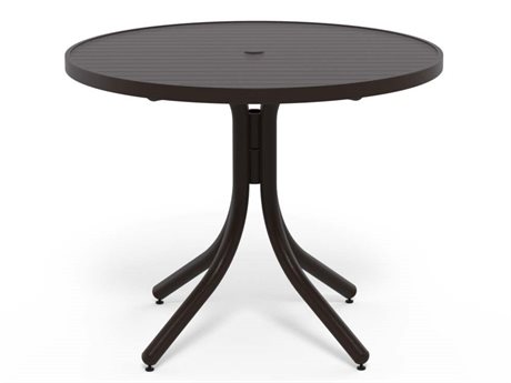 Woodard Aluminum Deluxe 54'' Wide Round Obscure Glass Top Table with ...