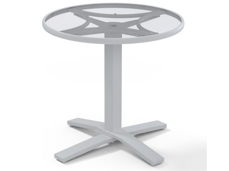 Telescope Casual Glass Top Aluminum 30'' Wide Round Pedestal Dining Height Table