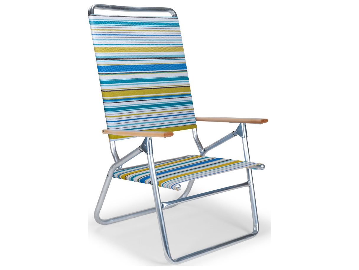 Blue White Stripe 71113601 Telescope Casual Light and Easy High Boy Folding Beach Arm Chair 