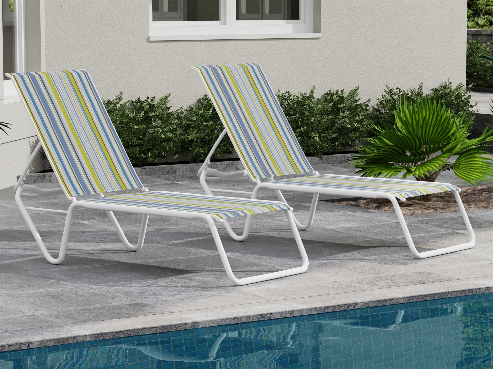 Telescope Casual Quick Ship Gardenella Sling Aluminum Lounge Set