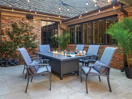 Telescope Casual Belle Isle Cushion Aluminum Firepit Dining Set