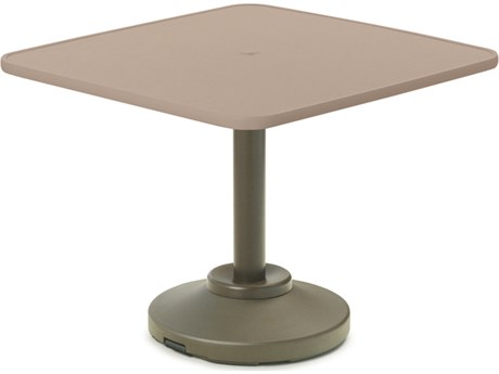 Telescope Casual Value Hammered MGP Square Patio Dining Table with Umbrella Hole