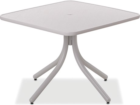 Telescope Casual Value Hammered MGP Square Outdoor Dining Table with Umbrella Hole