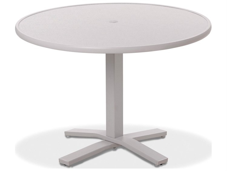 Telescope Casual Value Hammered MGP Round Outdoor Patio Dining Table with Umbrella Hole