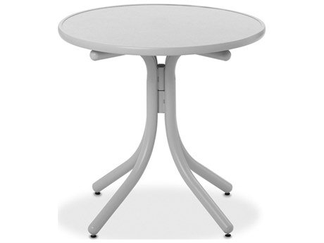 Telescope Casual Value Hammered MGP Round Outdoor Dining Table with Umbrella Hole
