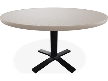 Telescope Casual Value Hammered MGP Round Outdoor Dining Table with Umbrella Hole