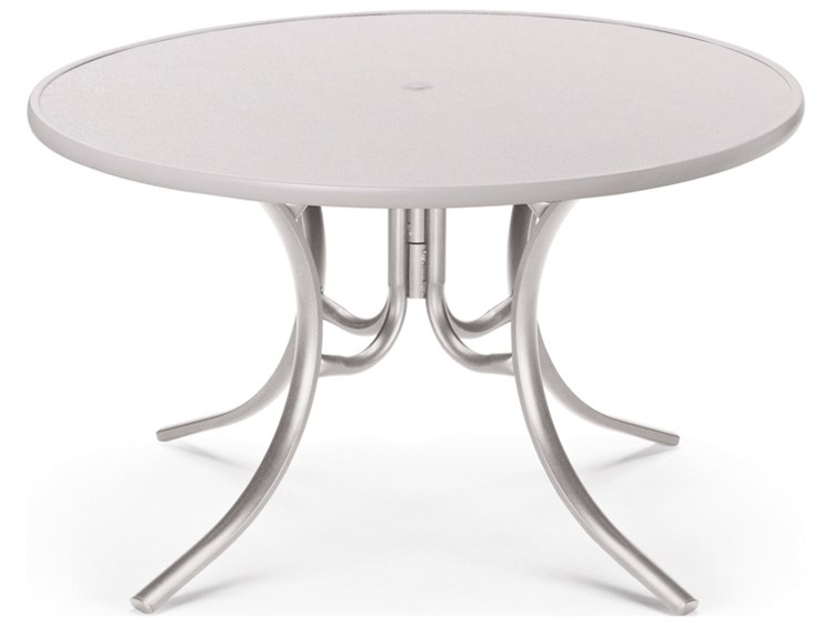 Telescope Casual Value Hammered MGP Round Outdoor Patio Dining Table with Umbrella Hole