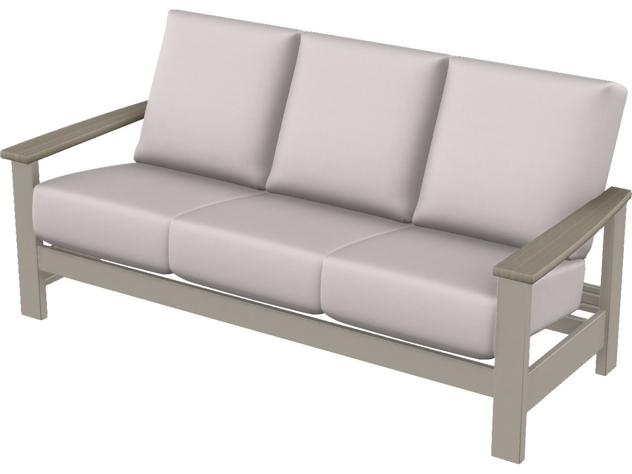 Telescope Casual Leeward Marine Grade Polymer Deep Seat Two-Seat Sofa with Boardwalk Rustic