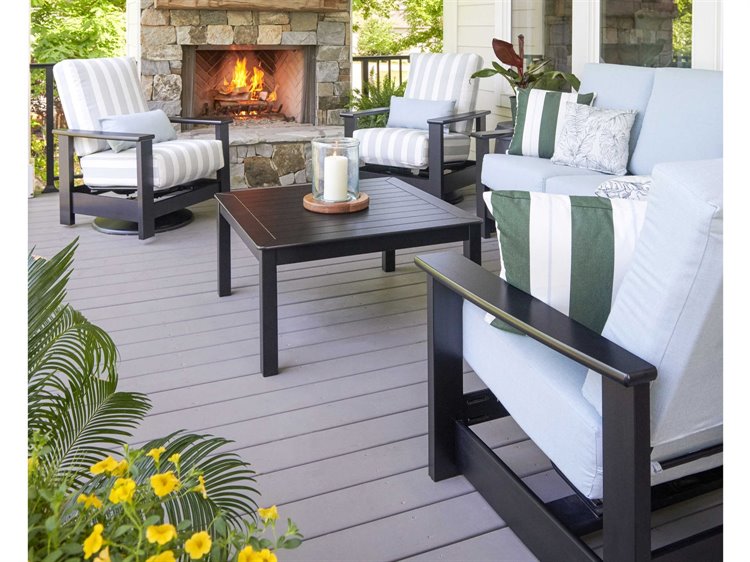 Telescope Casual Leeward Marine Grade Polymer Deep Seat Outdoor Patio Lounge Set