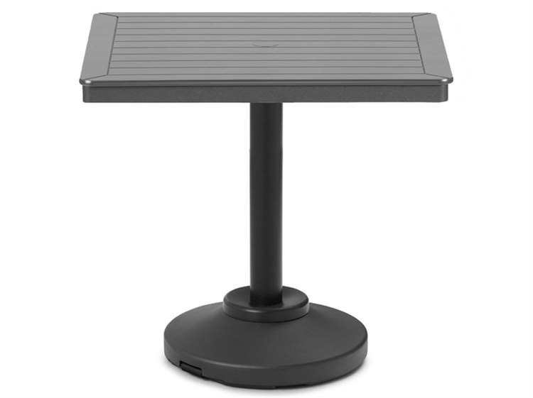 Telescope Casual Marine Grade Polymer Square Outdoor Patio Counter Table with Umbrella Hole