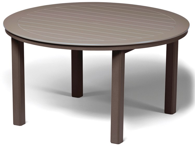 Telescope Casual Marine Grade Polymer Round Outdoor Patio Dining Table with Umbrella Hole