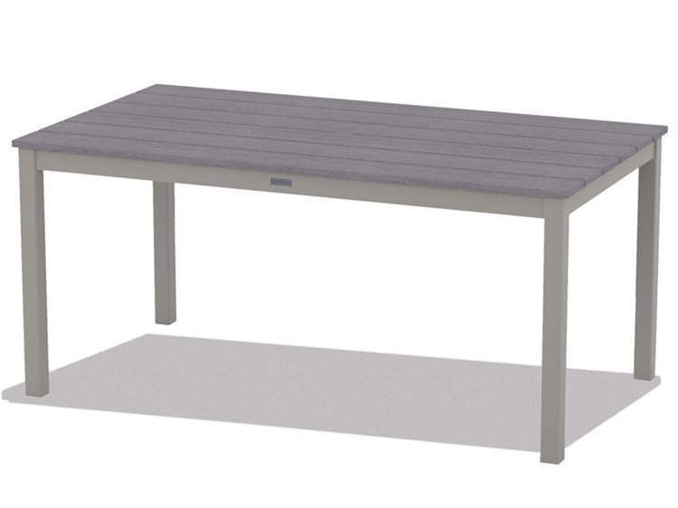 Telescope Casual Marine Grade Polymer Rectangular Patio Counter Table with Umbrella Hole