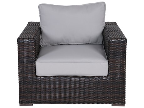 Teva Santa Monica Wicker Rattan Club Chair in Grey Fabric