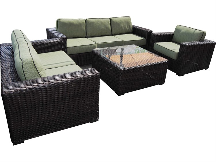 Teva Santa Monica Wicker Rattan Deep Seating Set in Grey Fabric | TE105DSS