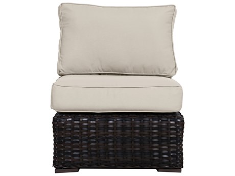 Santa Monica Wicker Rattan Middle of Sectional With Light Beige Fabric