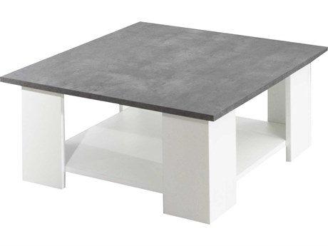 TemaHome Square Wood Melamine White Concrete Look Coffee Table