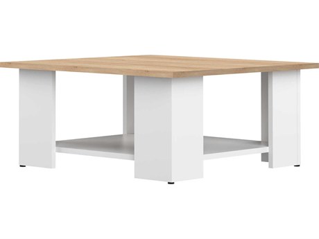 TemaHome Square Wood Melamine White Natural Oak Coffee Table