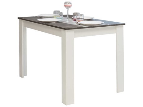 TemaHome Nice Rectangular Wood Melamine White Concrete Look Dining Table