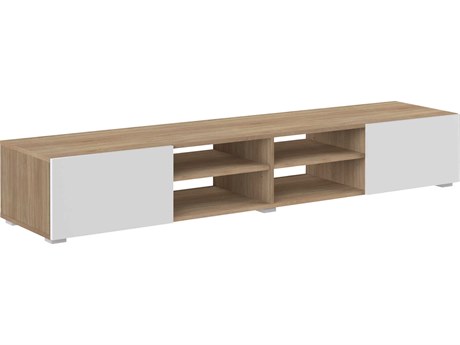TemaHome Podium 73" Oak Wood Melamine Natural White TV Stand