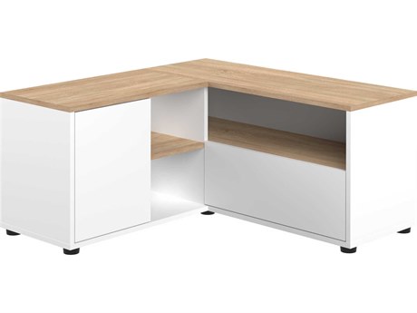TemaHome Angle 35" Oak Wood Melamine White Natural TV Stand