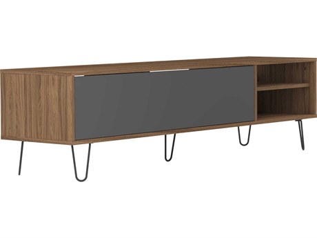 TemaHome Aero 65" Walnut Wood Melamine Grey Anthracite TV Stand