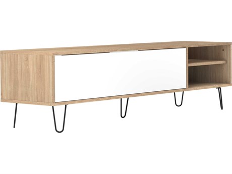 TemaHome Aero 65" Oak Wood Melamine Natural White Black TV Stand