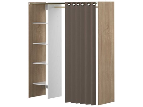 TemaHome Tom Melamine Natural Oak White Taupe Brown Wood Wardrobe Armoire