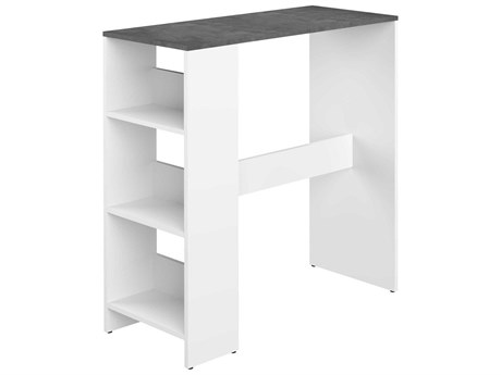 TemaHome Gavarnie Melamine White Concrete Look Rectangular Wood Bar Table