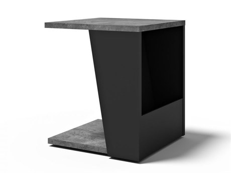 TemaHome Albi Rectangular Wood Concrete Look Black End Table