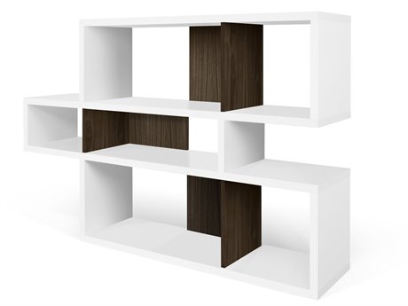 TemaHome London Pure White Frame Walnut Backs Bookcase
