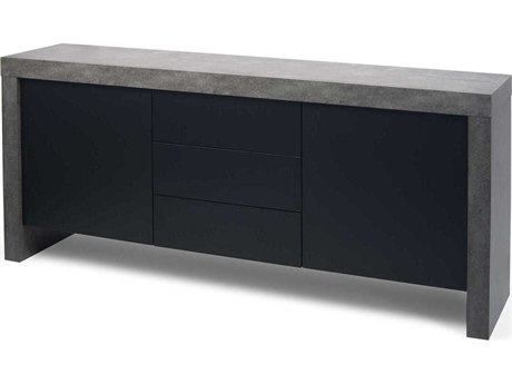 TemaHome Kobe 74" Concrete Look Pure Black Sideboard